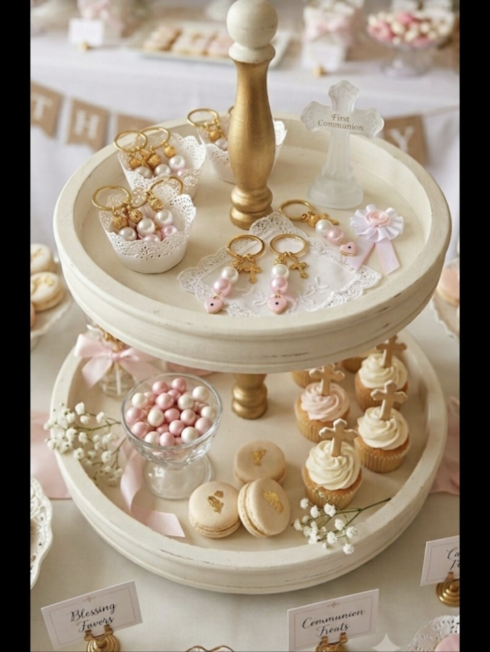 Gold keychain With Gold Cross Pearls  Enamel Pink Heart Evil Eye Pendan  Favors